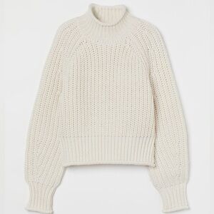 H&M Cream Cowl Neck Sweater with Balloon Sleeves